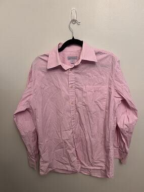 Barry Bricken Medium Mens Pink White Gingham Button Down Longsleeve Shirt Style